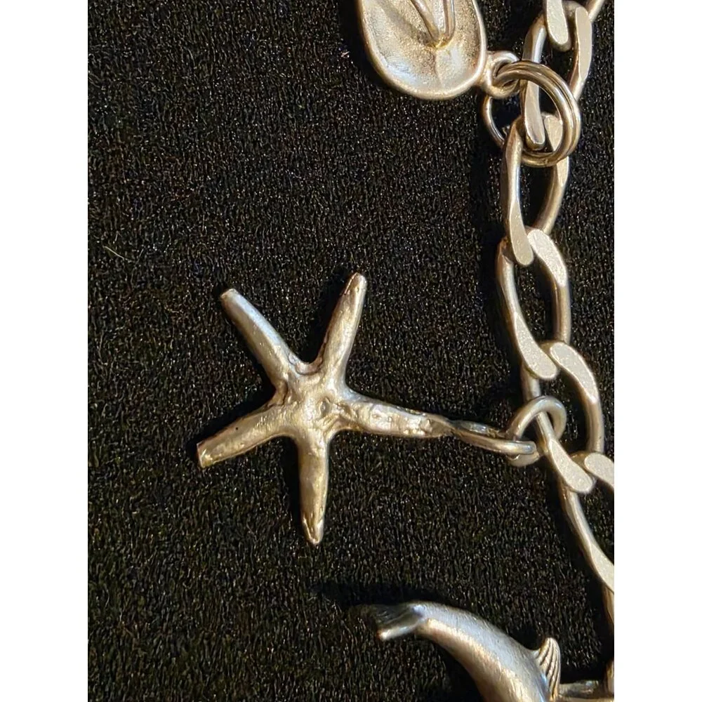 Sterling Silver Mexico Charm Bracelet With Ocean & Travel-Themed Charms‎